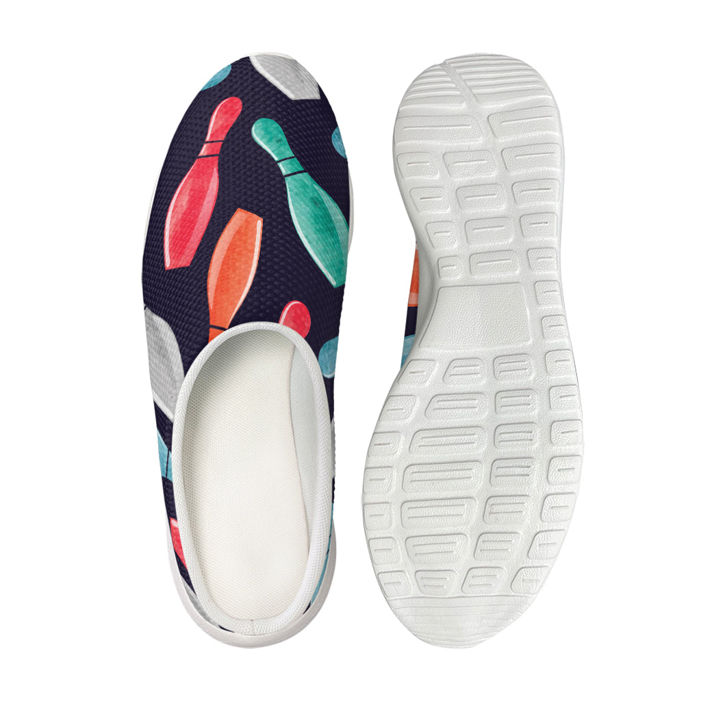 Watercolor Bowling Pins Pattern Print Mesh Casual Shoes