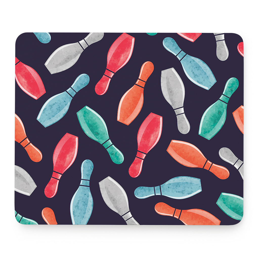 Watercolor Bowling Pins Pattern Print Mouse Pad