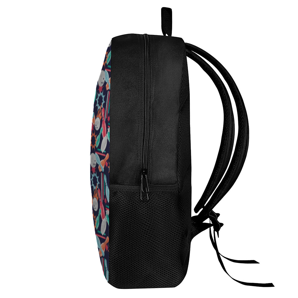 Watercolor Bowling Theme Pattern Print 17 Inch Backpack