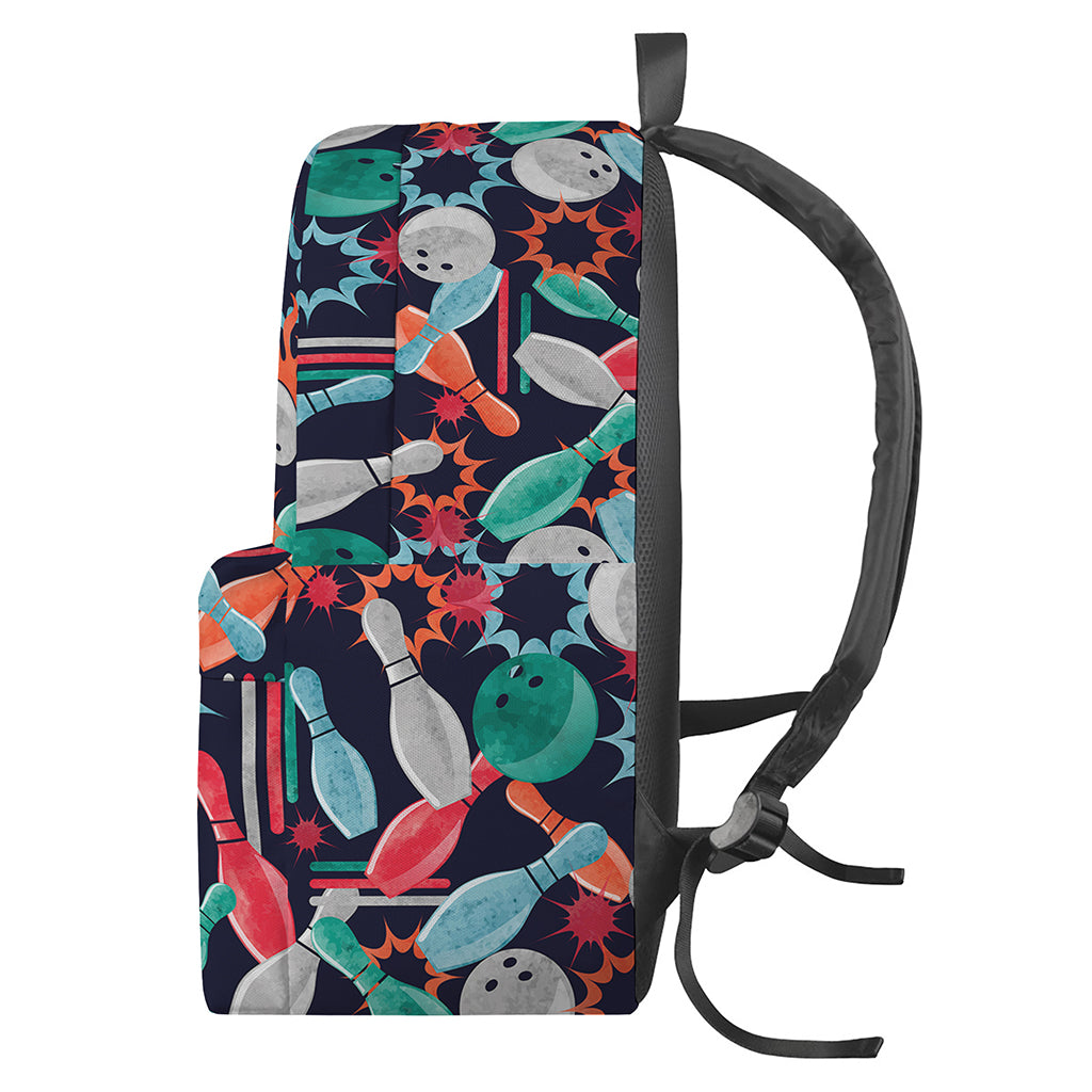 Watercolor Bowling Theme Pattern Print Backpack