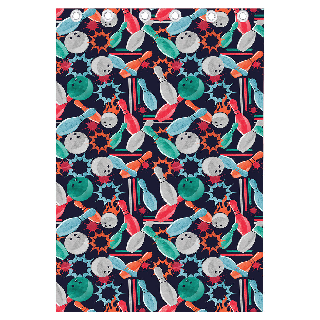 Watercolor Bowling Theme Pattern Print Curtain
