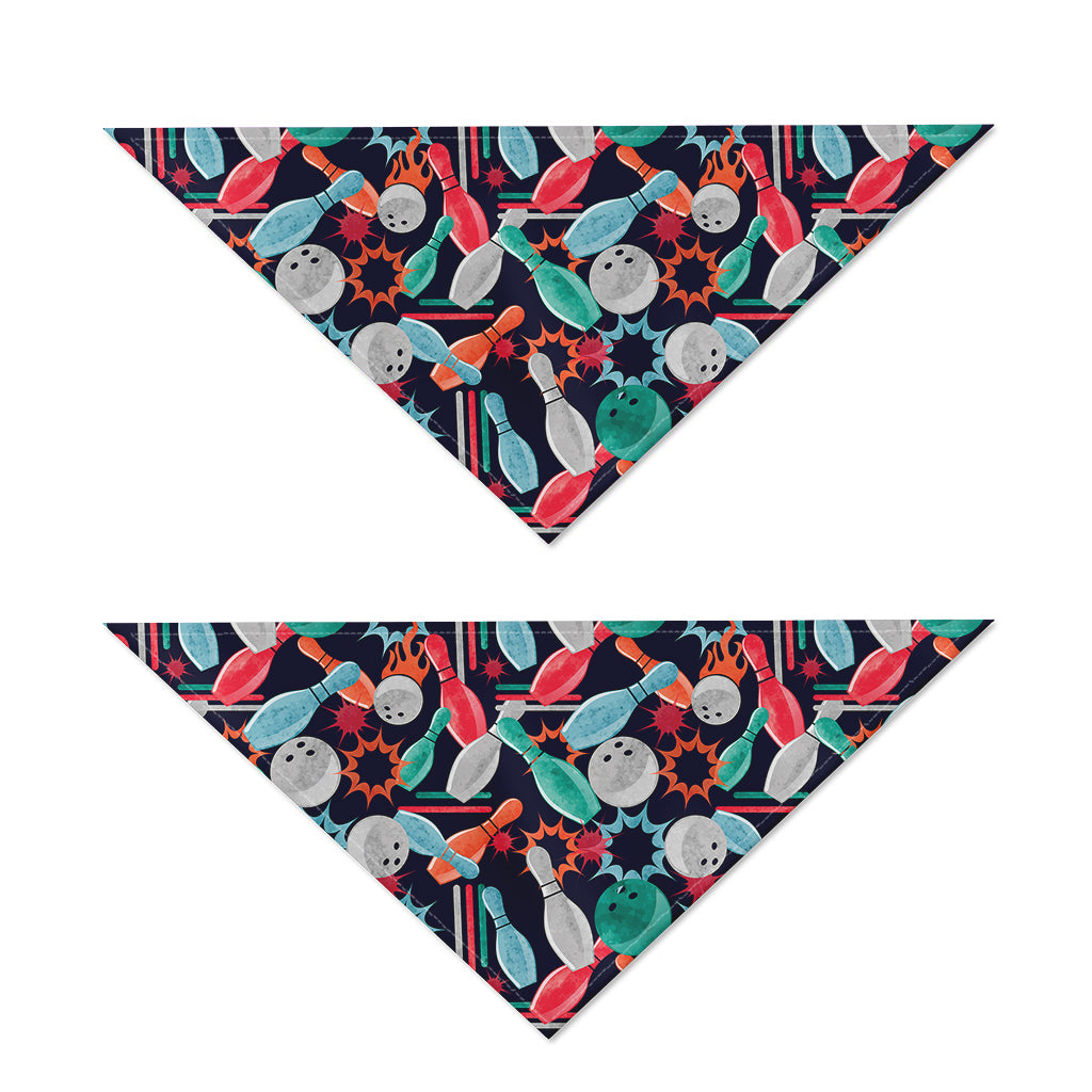 Watercolor Bowling Theme Pattern Print Dog Bandana
