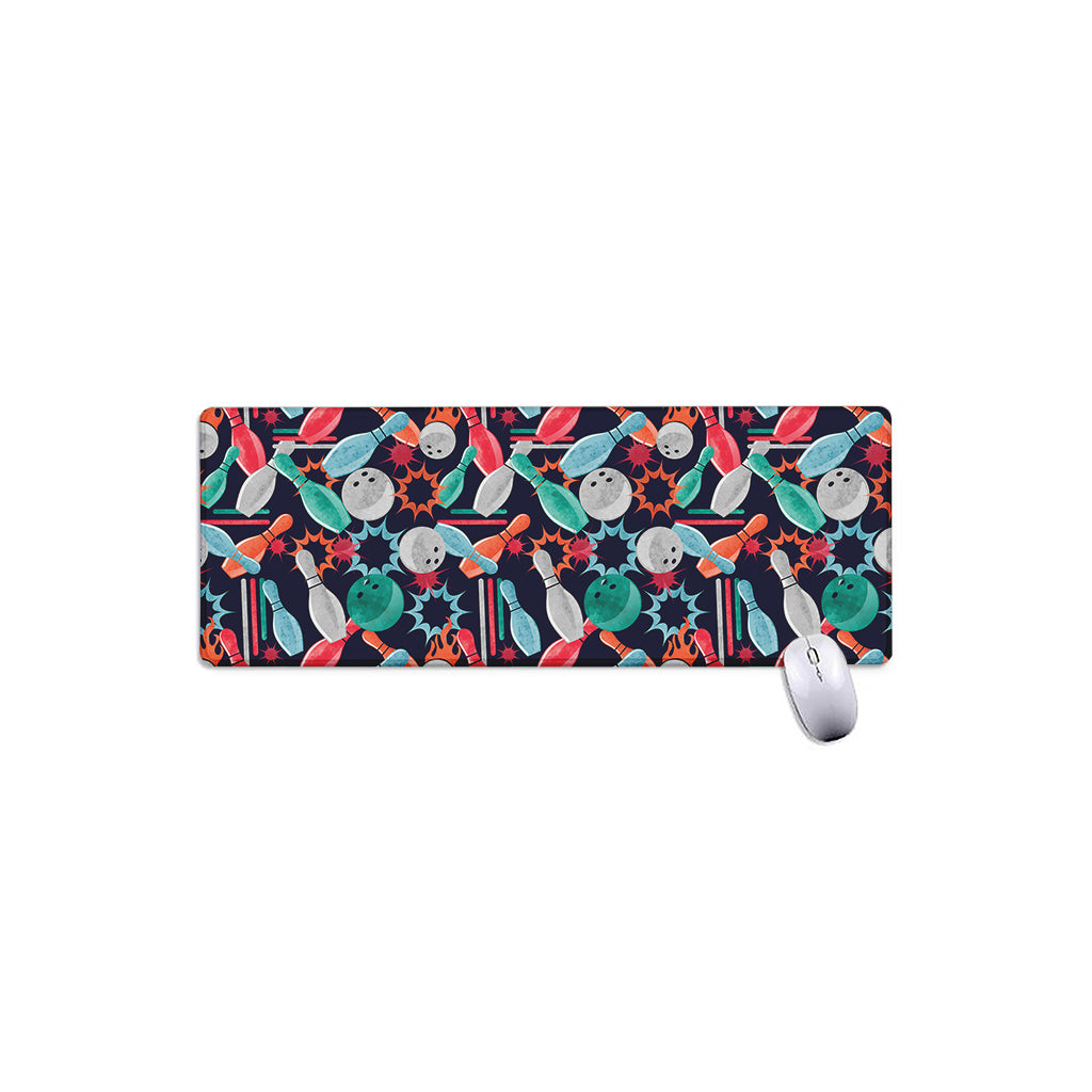 Watercolor Bowling Theme Pattern Print Extended Mouse Pad