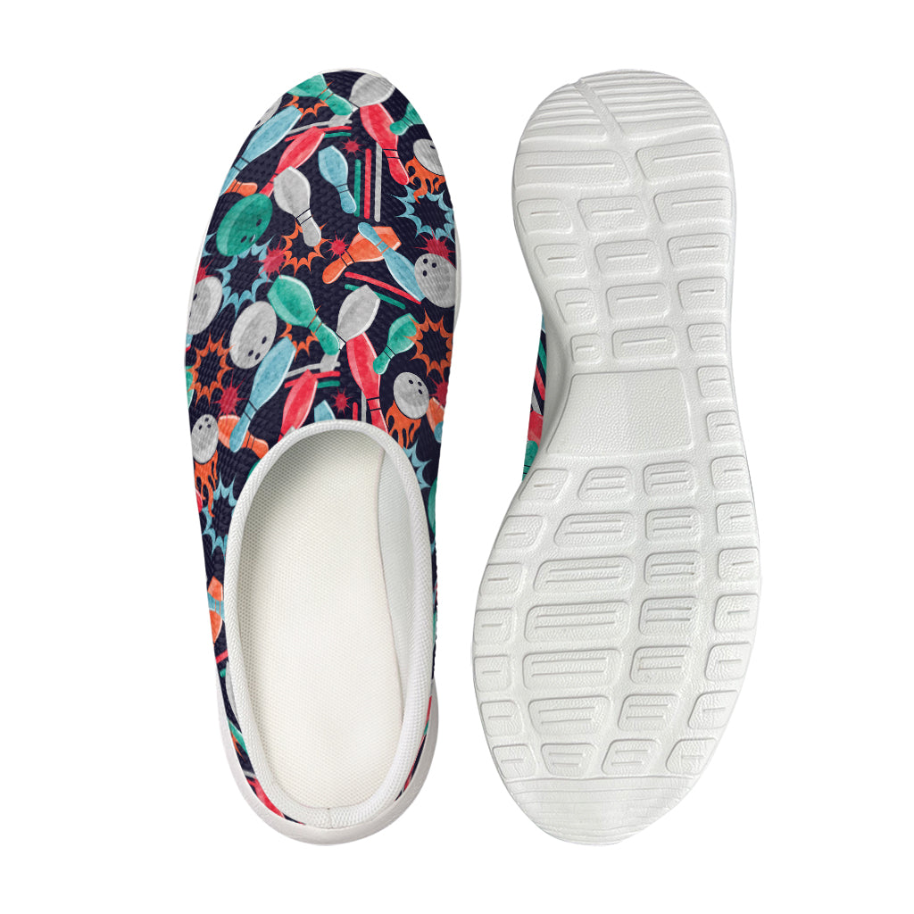Watercolor Bowling Theme Pattern Print Mesh Casual Shoes