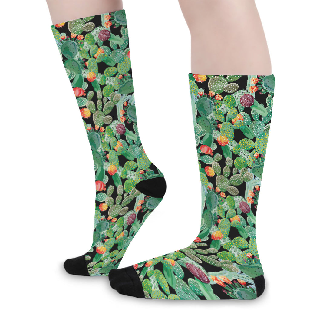 Watercolor Cactus Plant Print Long Socks