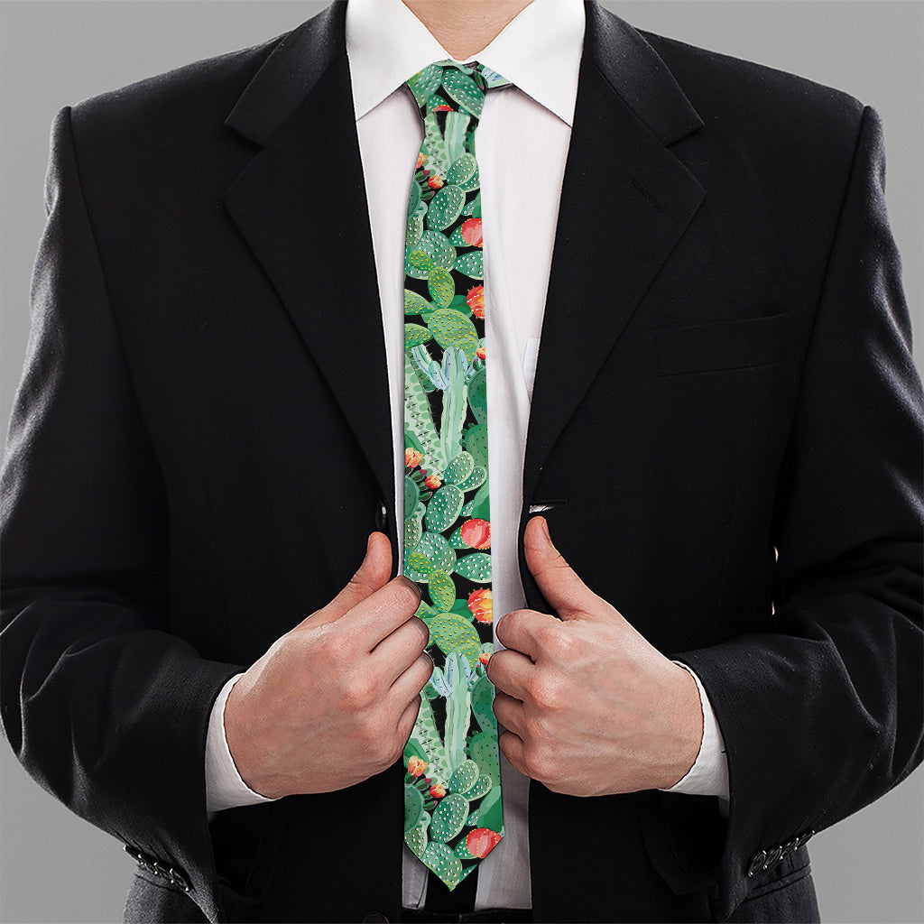 Watercolor Cactus Plant Print Necktie