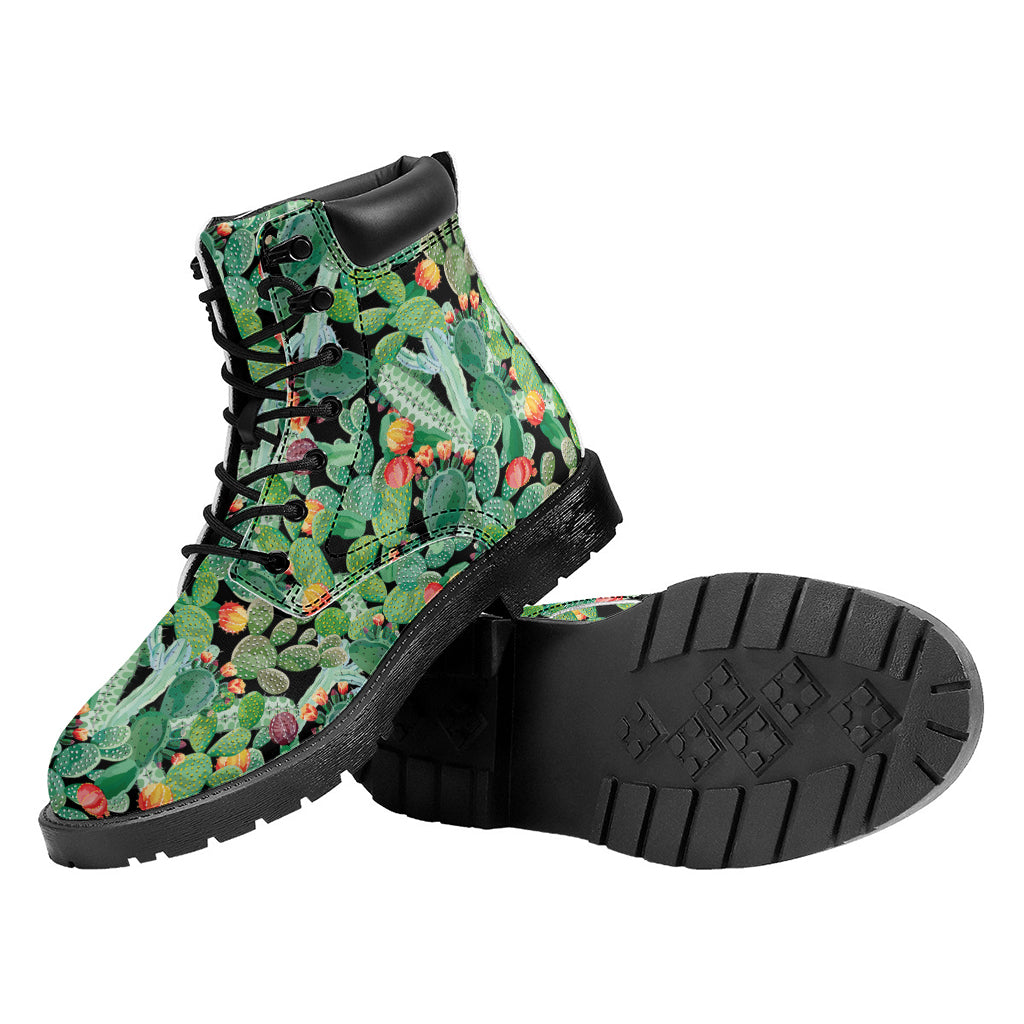 Watercolor Cactus Plant Print Work Boots