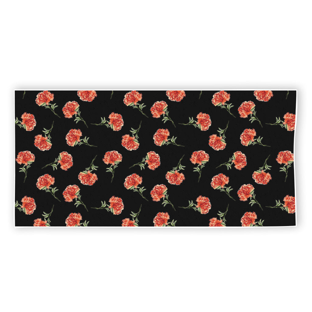 Watercolor Carnation Pattern Print Beach Towel