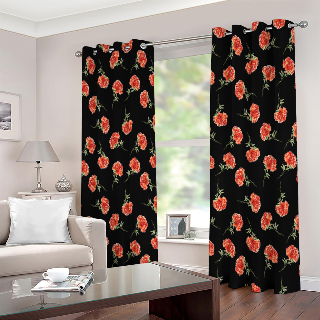 Watercolor Carnation Pattern Print Extra Wide Grommet Curtains