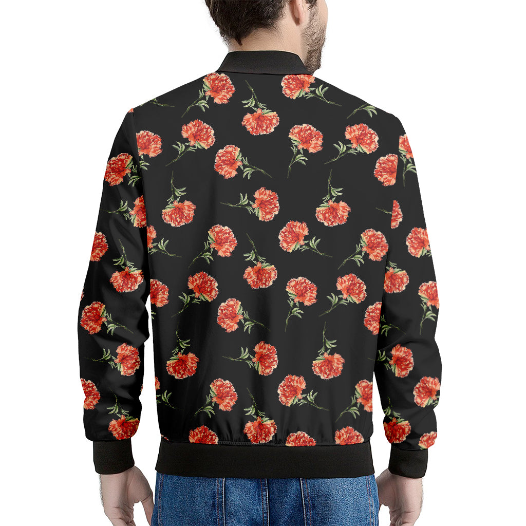 Watercolor Carnation Pattern Print Men's Bomber Jacket