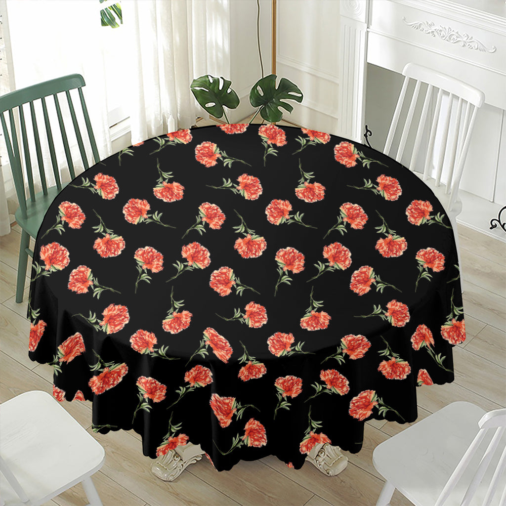 Watercolor Carnation Pattern Print Waterproof Round Tablecloth