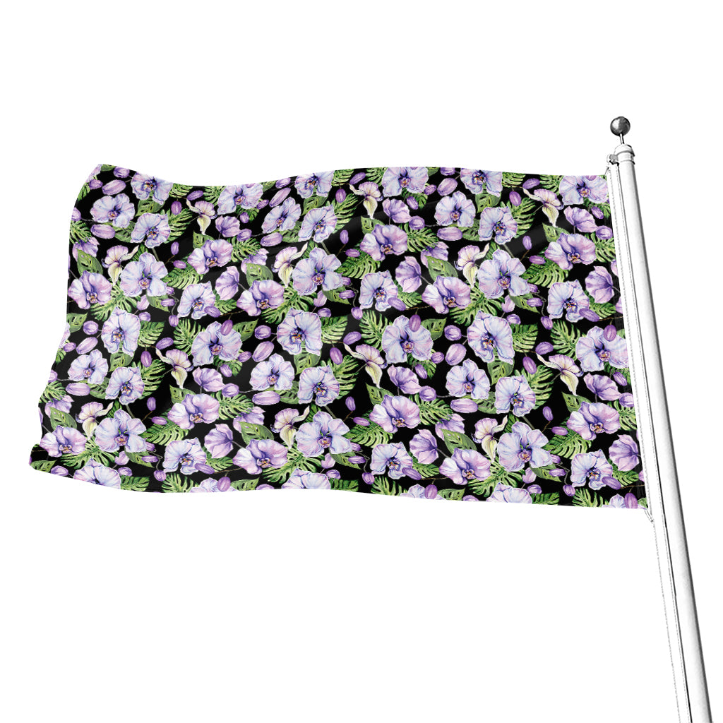 Watercolor Cattleya Pattern Print Flag