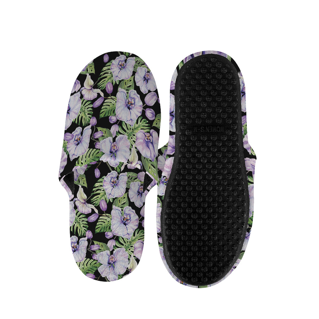 Watercolor Cattleya Pattern Print Slippers
