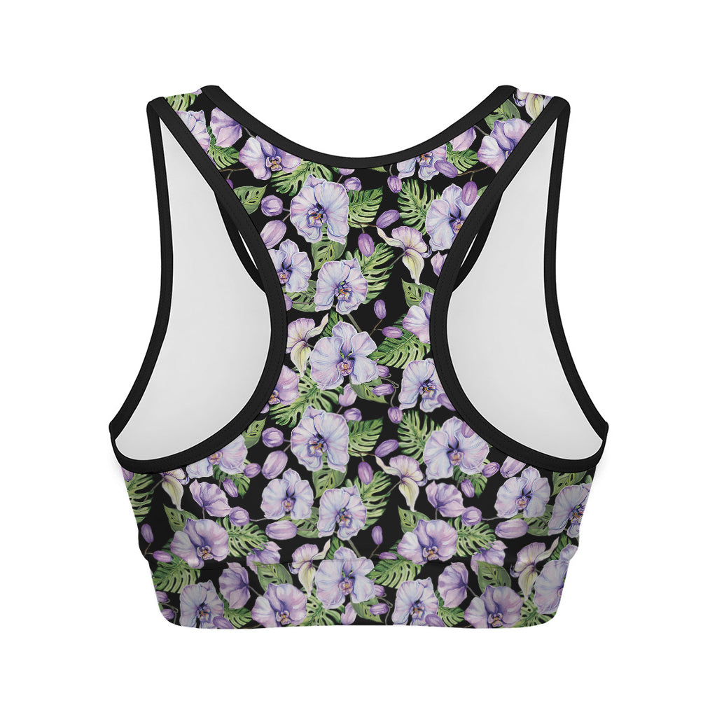 Watercolor Cattleya Pattern Print Women's Sports Bra