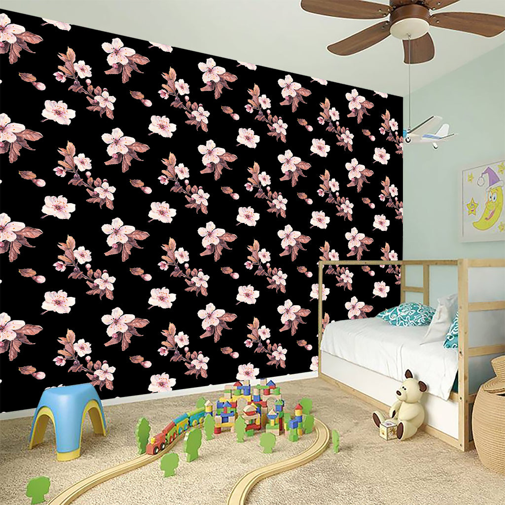 Watercolor Cherry Blossom Pattern Print Wall Sticker