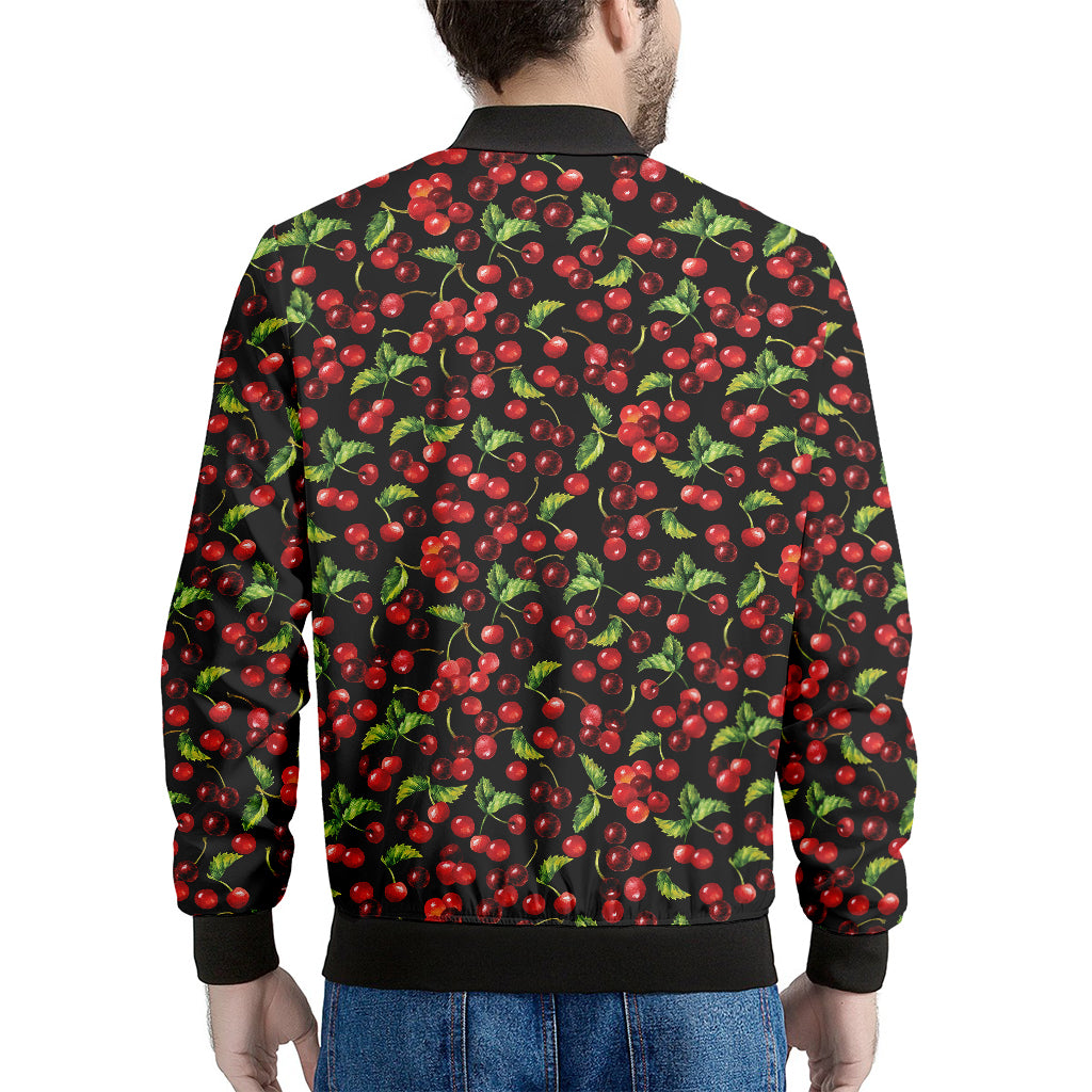 Watercolor Cherry Pattern Print Men's Bomber Jacket