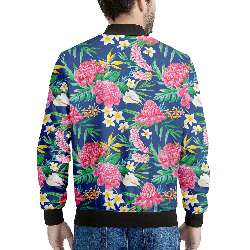 Watercolor Chrysanthemum Pattern Print Men's Bomber Jacket