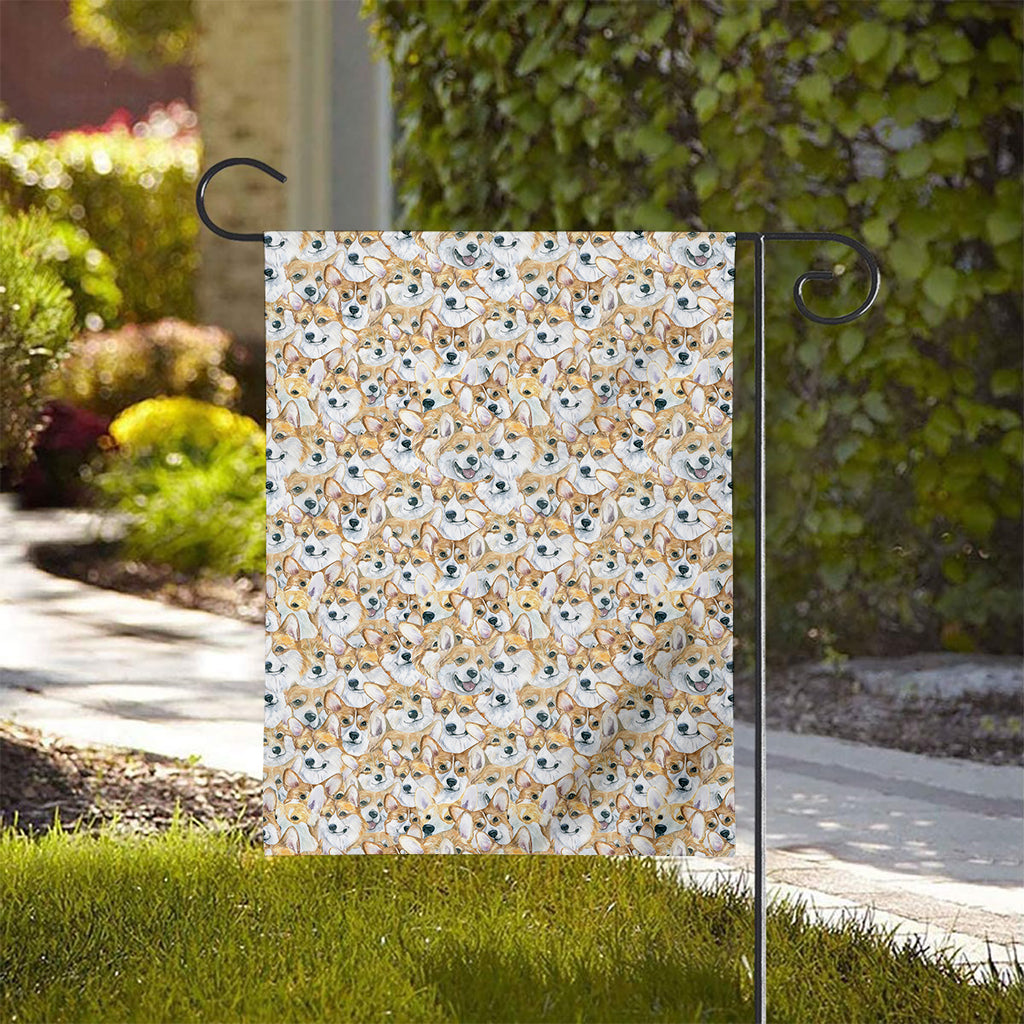 Watercolor Corgi Pattern Print House Flag