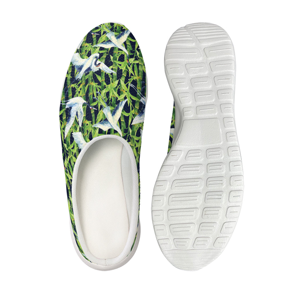 Watercolor Crane Bird Pattern Print Mesh Casual Shoes