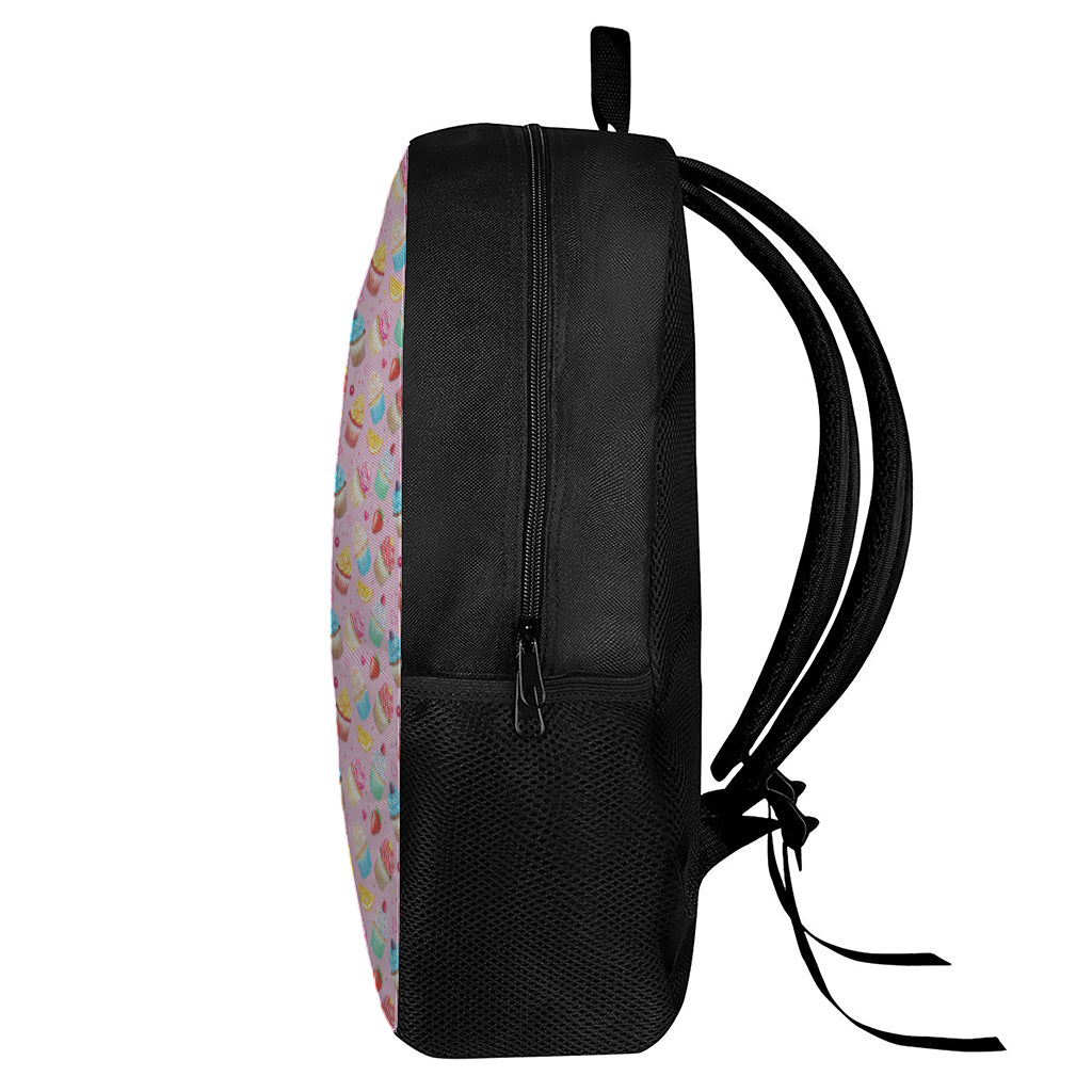 Watercolor Cupcake Pattern Print 17 Inch Backpack