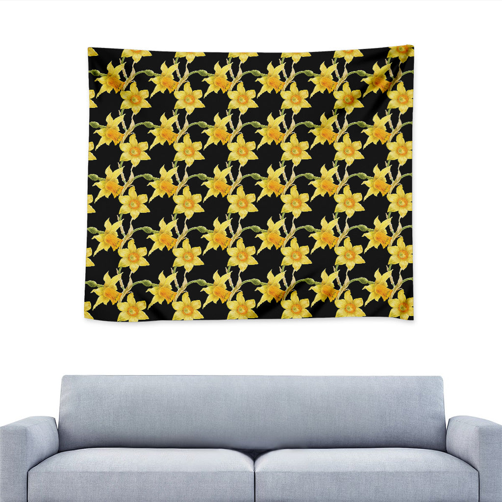 Watercolor Daffodil Flower Pattern Print Tapestry