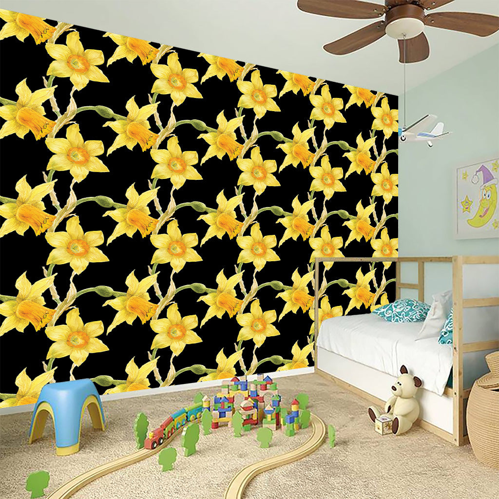 Watercolor Daffodil Flower Pattern Print Wall Sticker