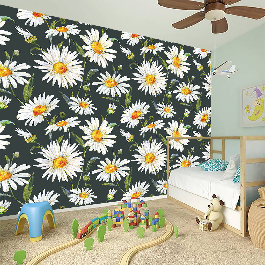 Watercolor Daisy Flower Pattern Print Wall Sticker