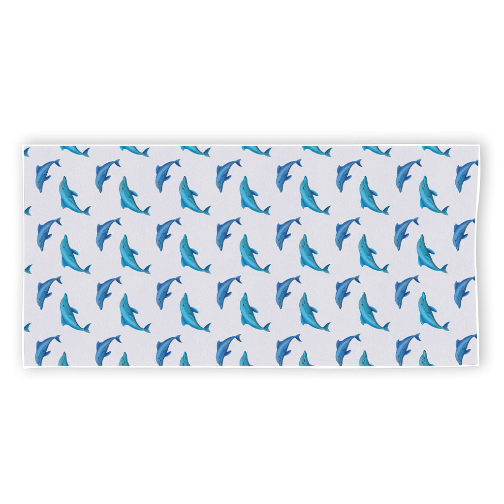 Watercolor Dolphin Pattern Print Beach Towel