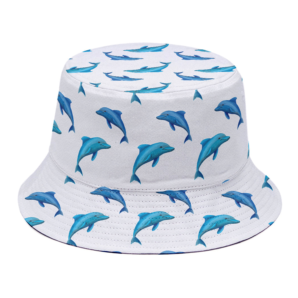 Watercolor Dolphin Pattern Print Bucket Hat
