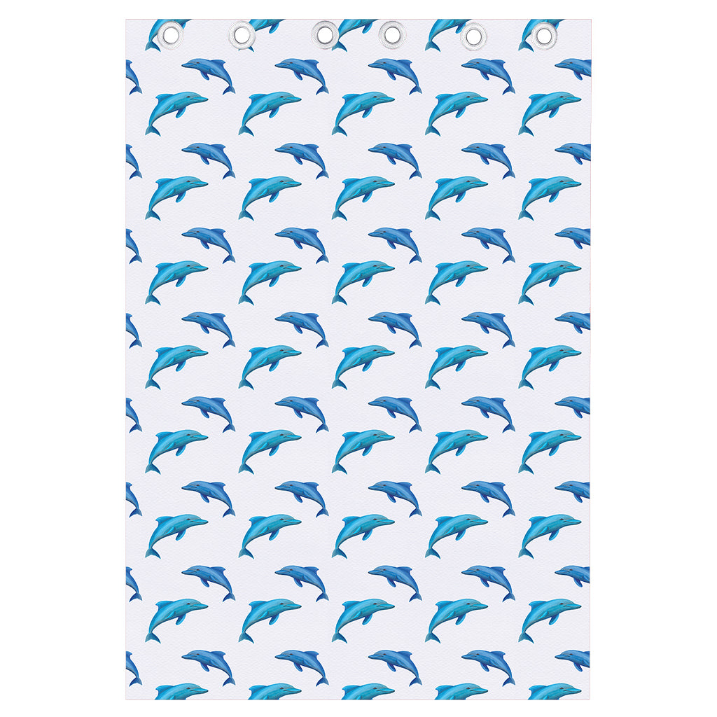 Watercolor Dolphin Pattern Print Curtain