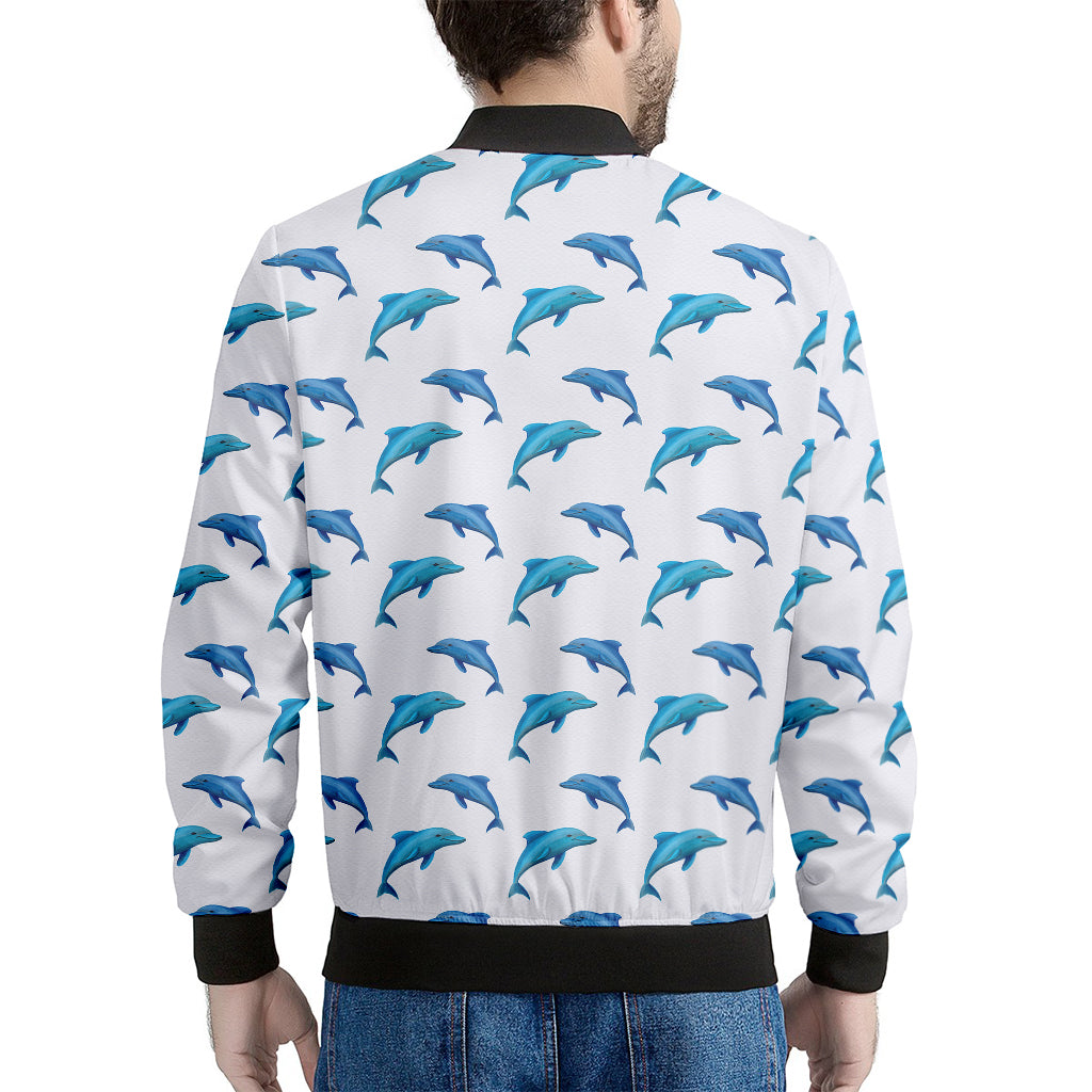 Watercolor Dolphin Pattern Print Men's Bomber Jacket