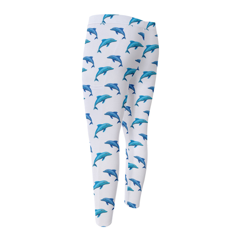 Watercolor Dolphin Pattern Print Men's Compression Pants
