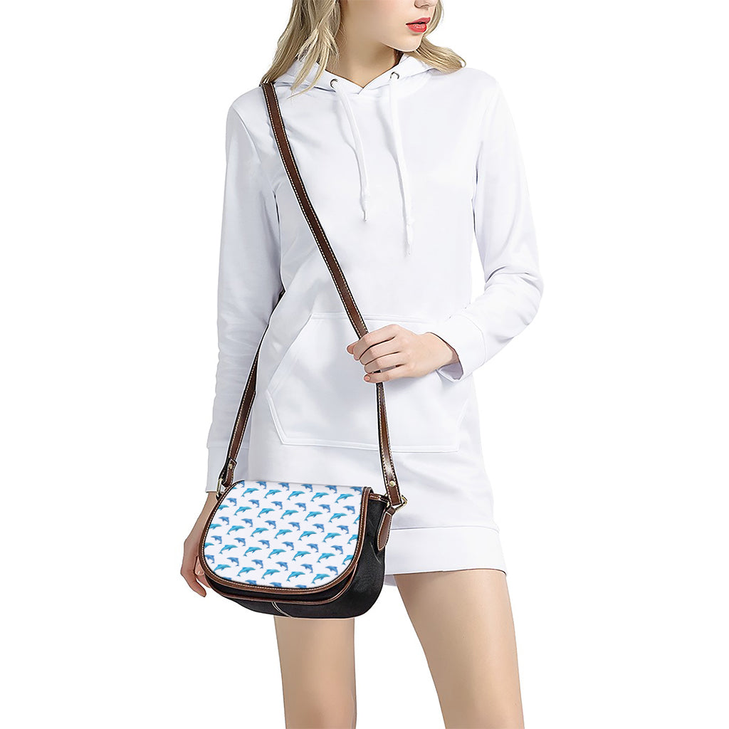Watercolor Dolphin Pattern Print Saddle Bag