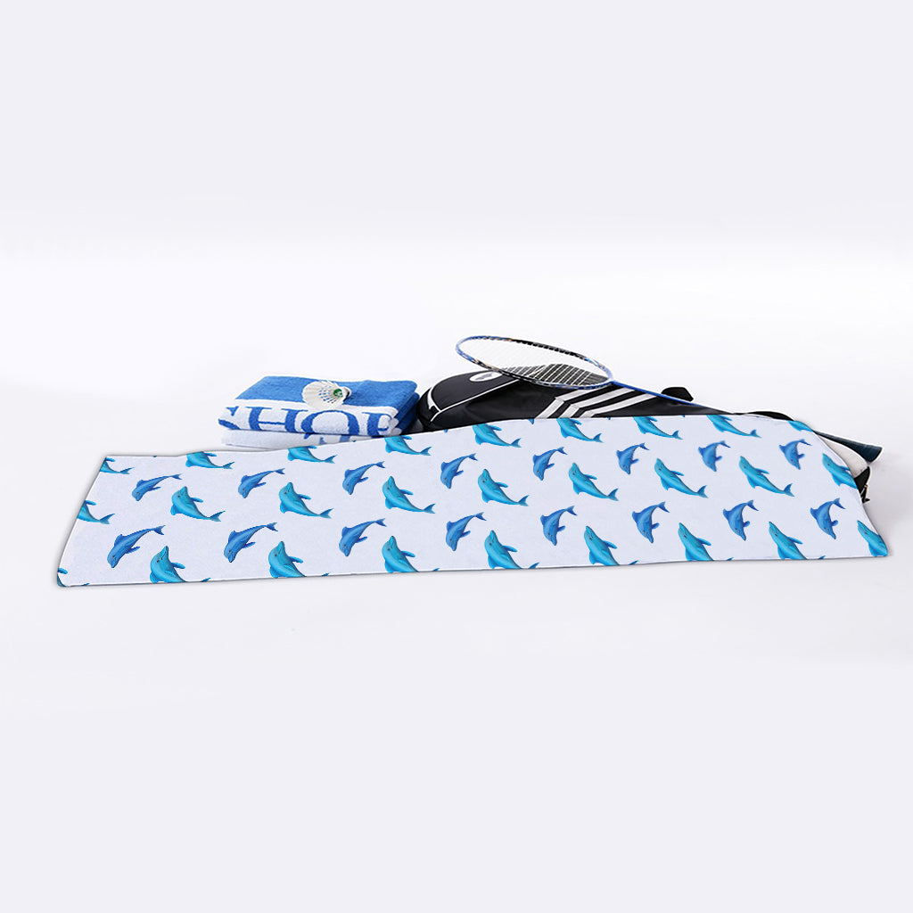 Watercolor Dolphin Pattern Print Sports Towel