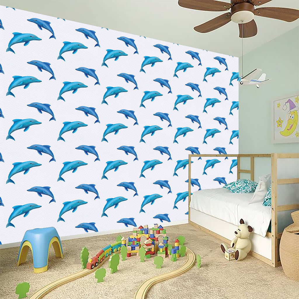Watercolor Dolphin Pattern Print Wall Sticker