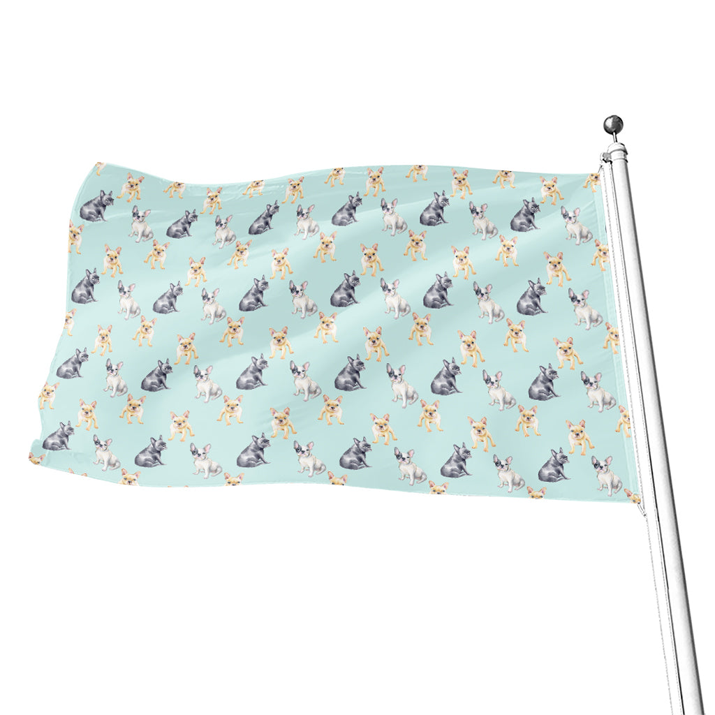 Watercolor French Bulldog Pattern Print Flag