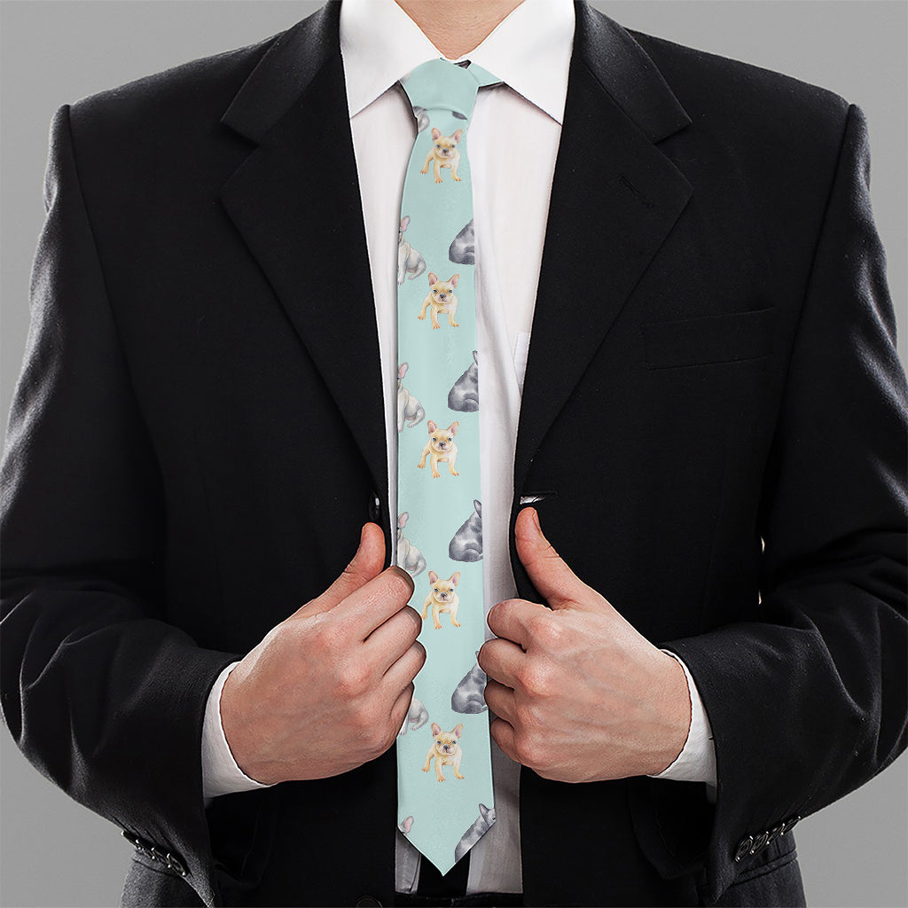 Watercolor French Bulldog Pattern Print Necktie