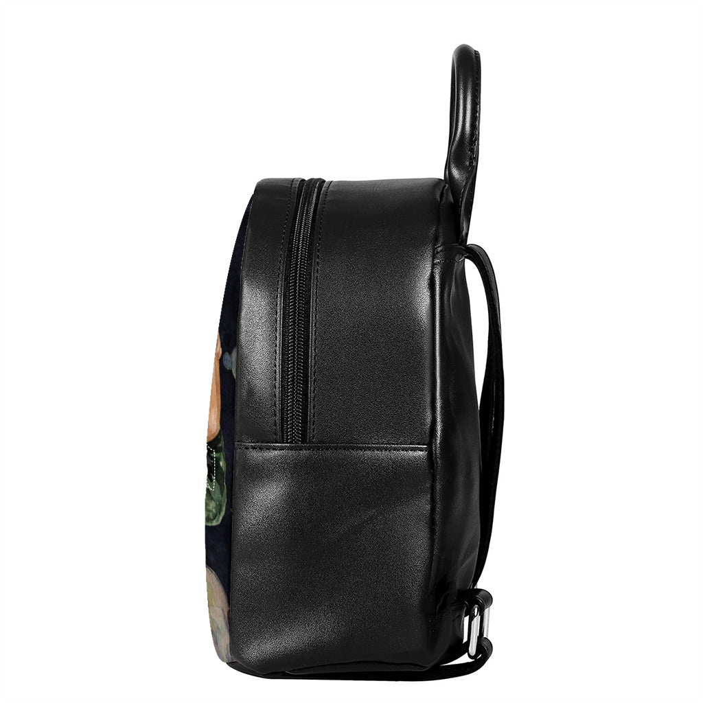Watercolor Gemini Zodiac Sign Print Leather Backpack