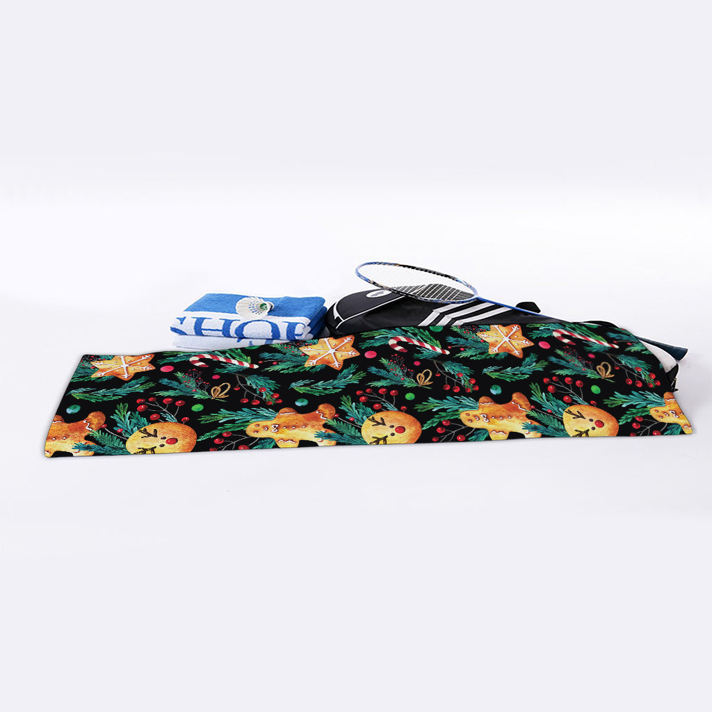 Watercolor Gingerbread Pattern Print Sports Towel