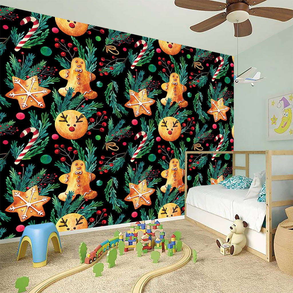 Watercolor Gingerbread Pattern Print Wall Sticker