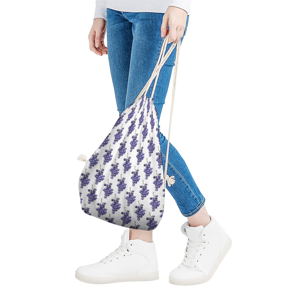 Watercolor Grape Pattern Print Drawstring Bag