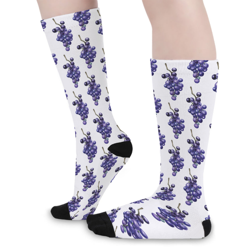 Watercolor Grape Pattern Print Long Socks