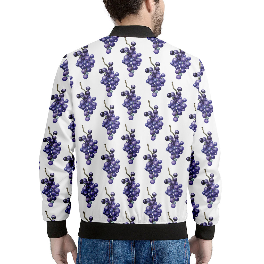 Watercolor Grape Pattern Print Men's Bomber Jacket