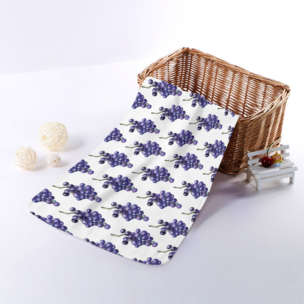 Watercolor Grape Pattern Print Towel