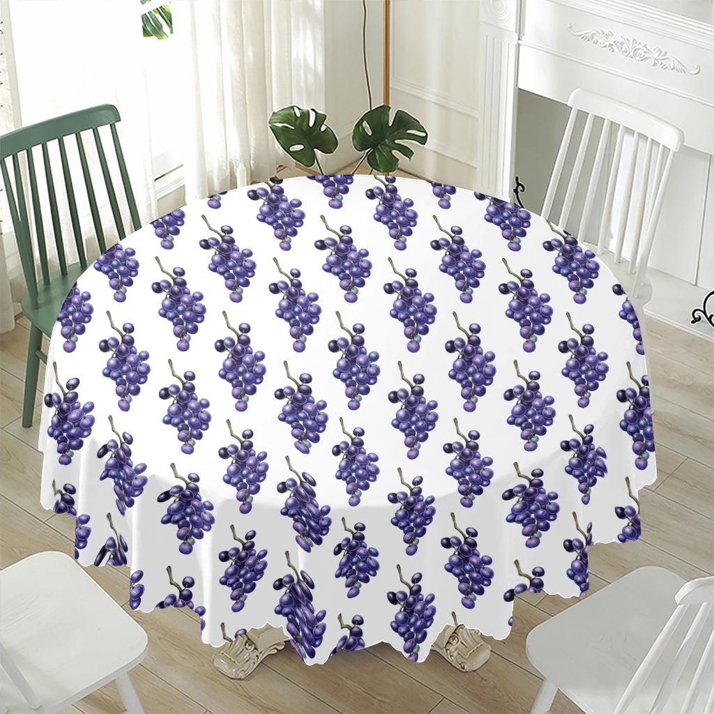 Watercolor Grape Pattern Print Waterproof Round Tablecloth
