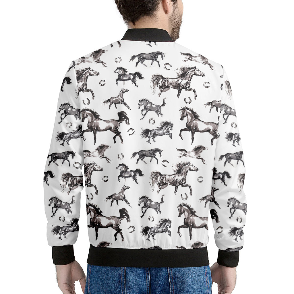 Watercolor Horse Pattern Print Men's Bomber Jacket