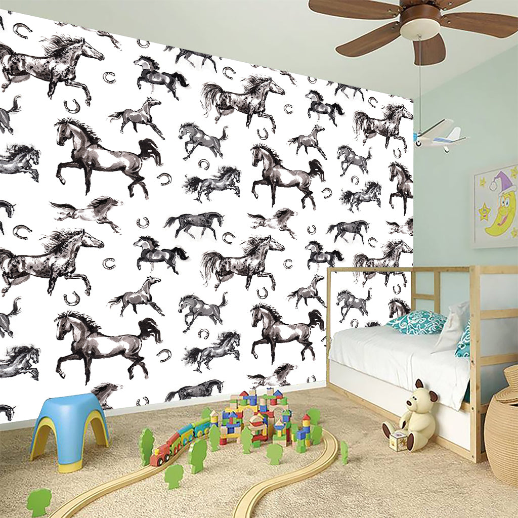 Watercolor Horse Pattern Print Wall Sticker