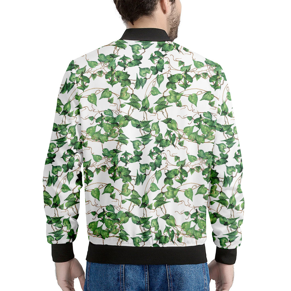 Watercolor Ivy Leaf Pattern Print Men's Bomber Jacket