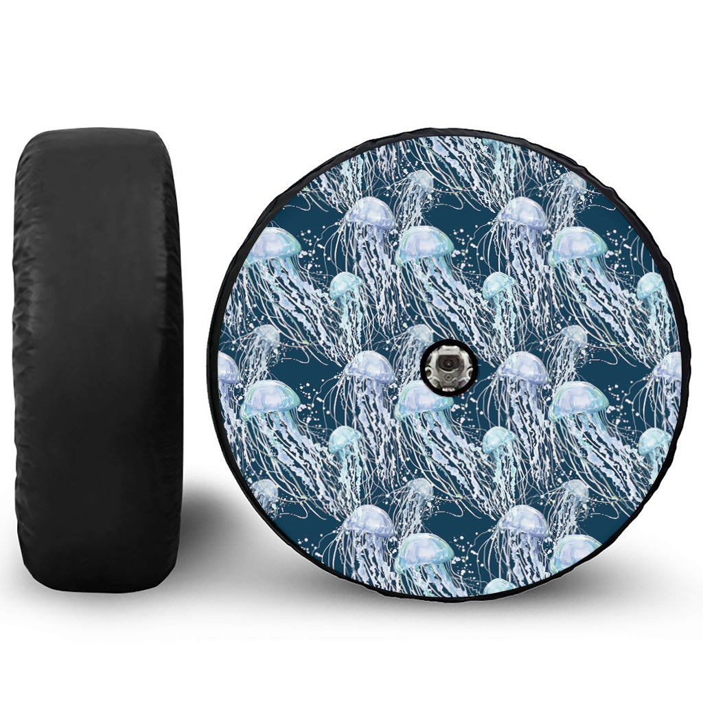 Watercolor Jellyfish Pattern Print Tire Cover With Camera Hole