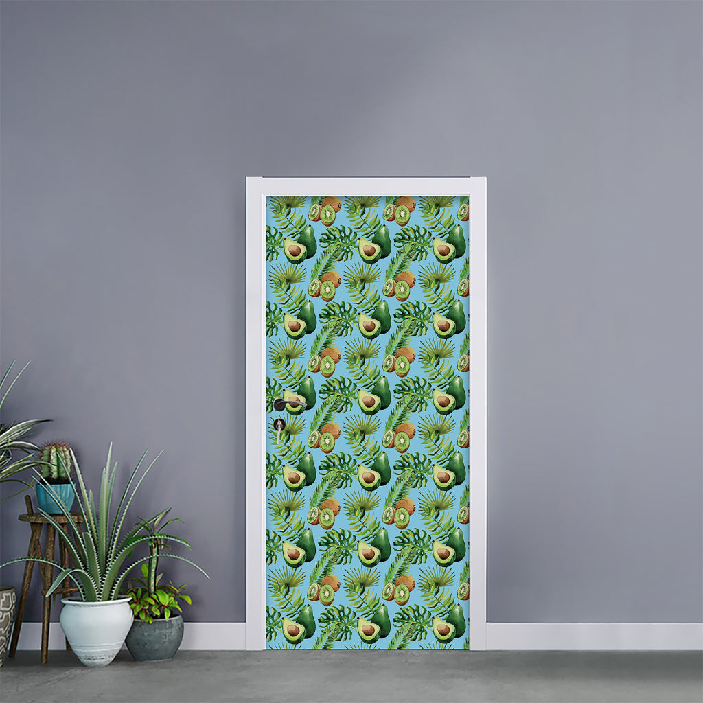 Watercolor Kiwi And Avocado Print Door Sticker